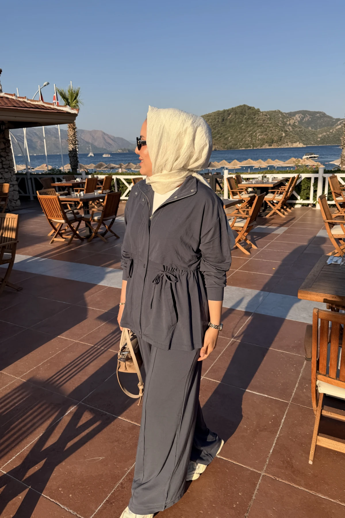 Fermuarlı Modal Takım Antrasit