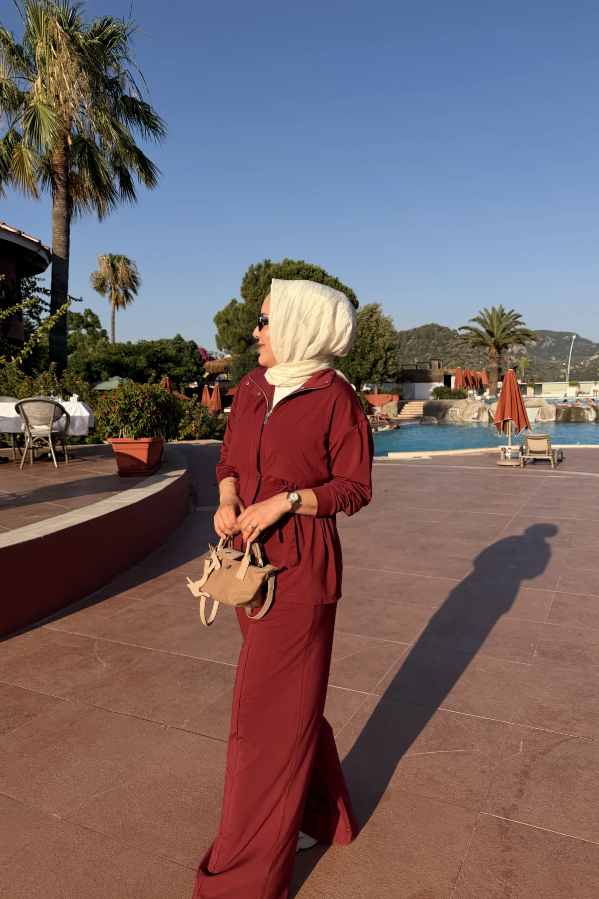 Fermuarlı Modal Takım Bordo