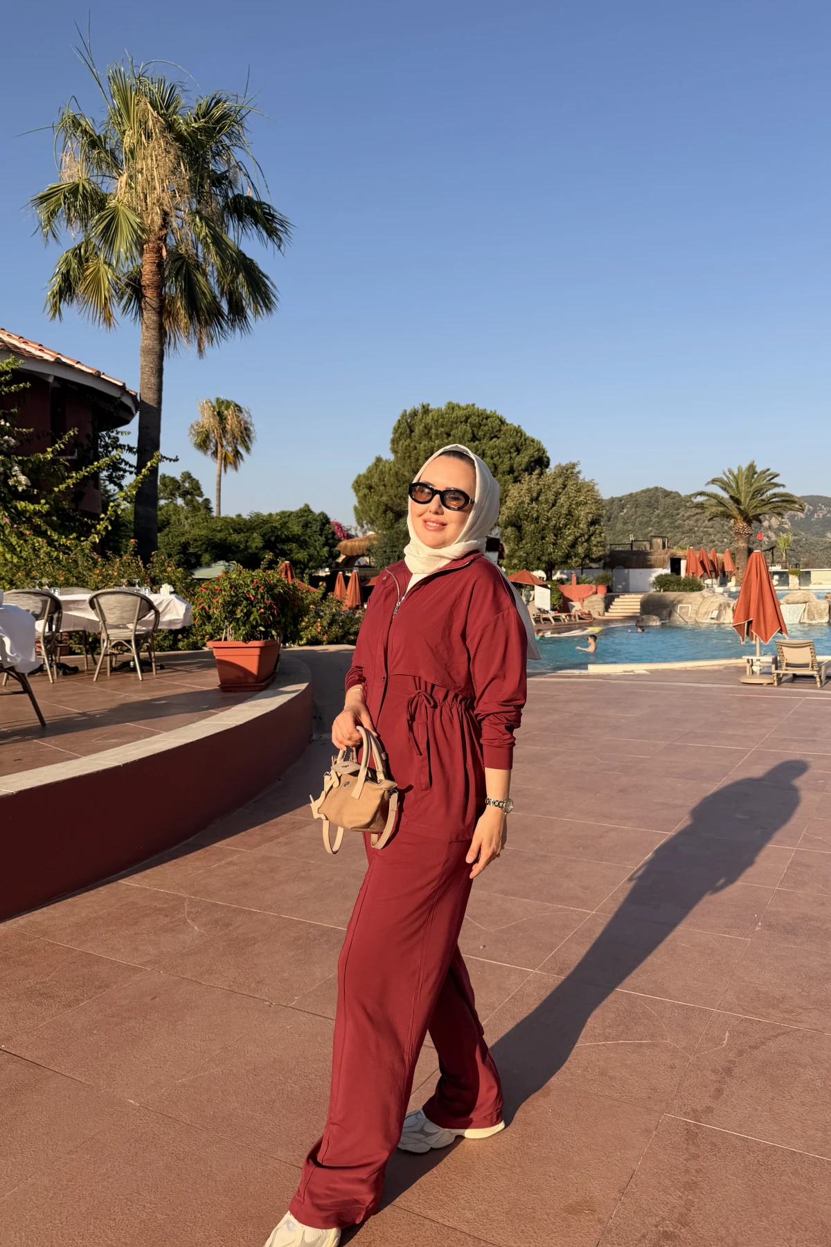 Fermuarlı Modal Takım Bordo