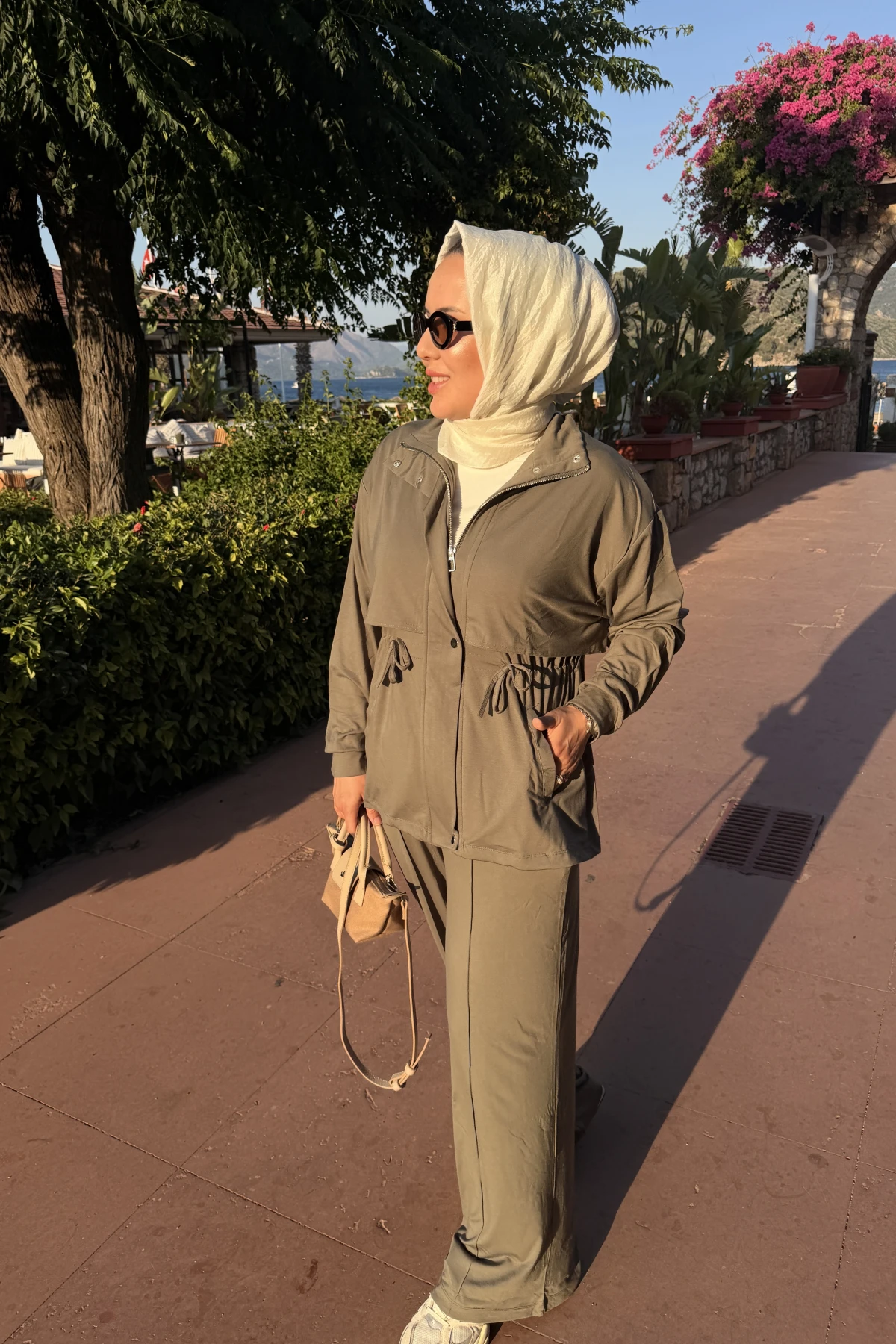 Fermuarlı Modal Takım Haki