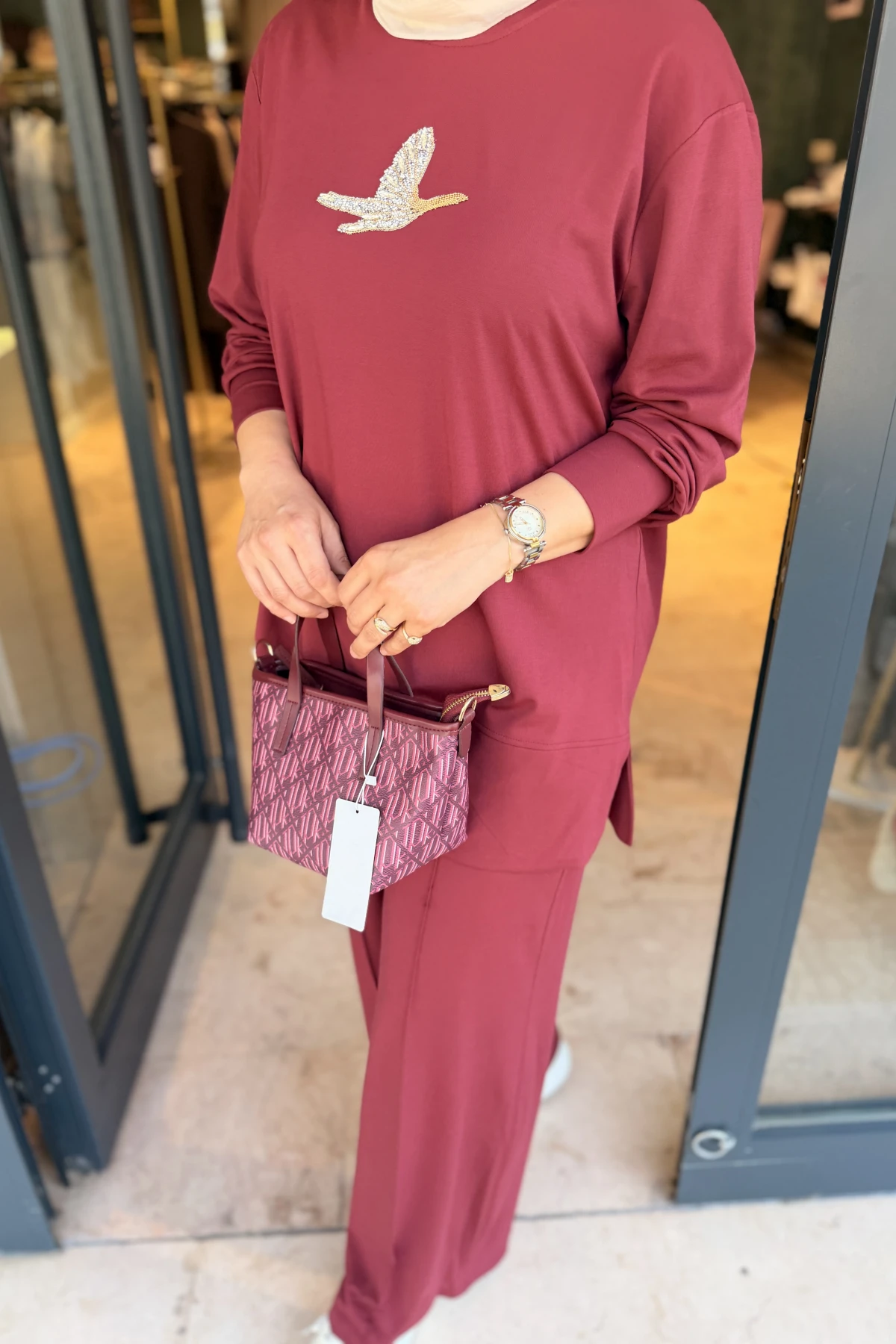 Kuşlu Bymn Takım Bordo