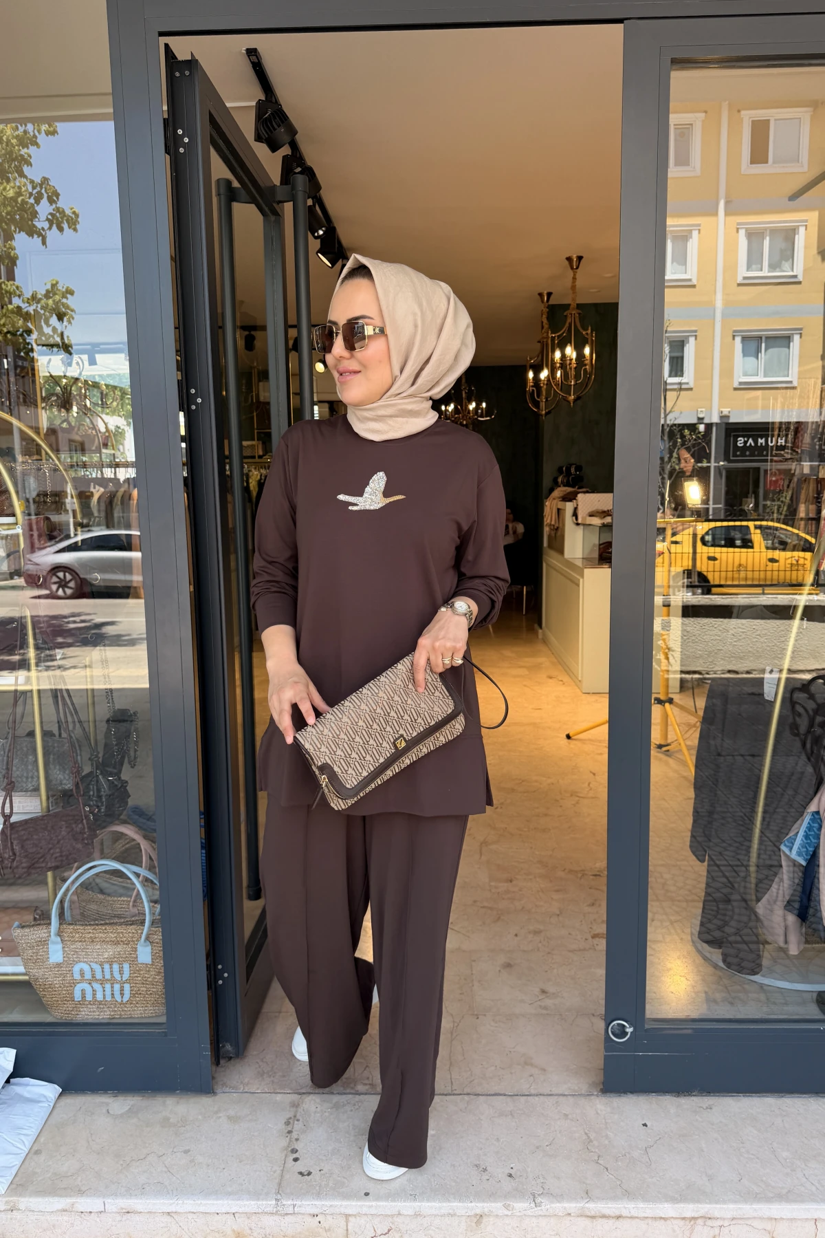Kuşlu Bymn Takım Kahverengi