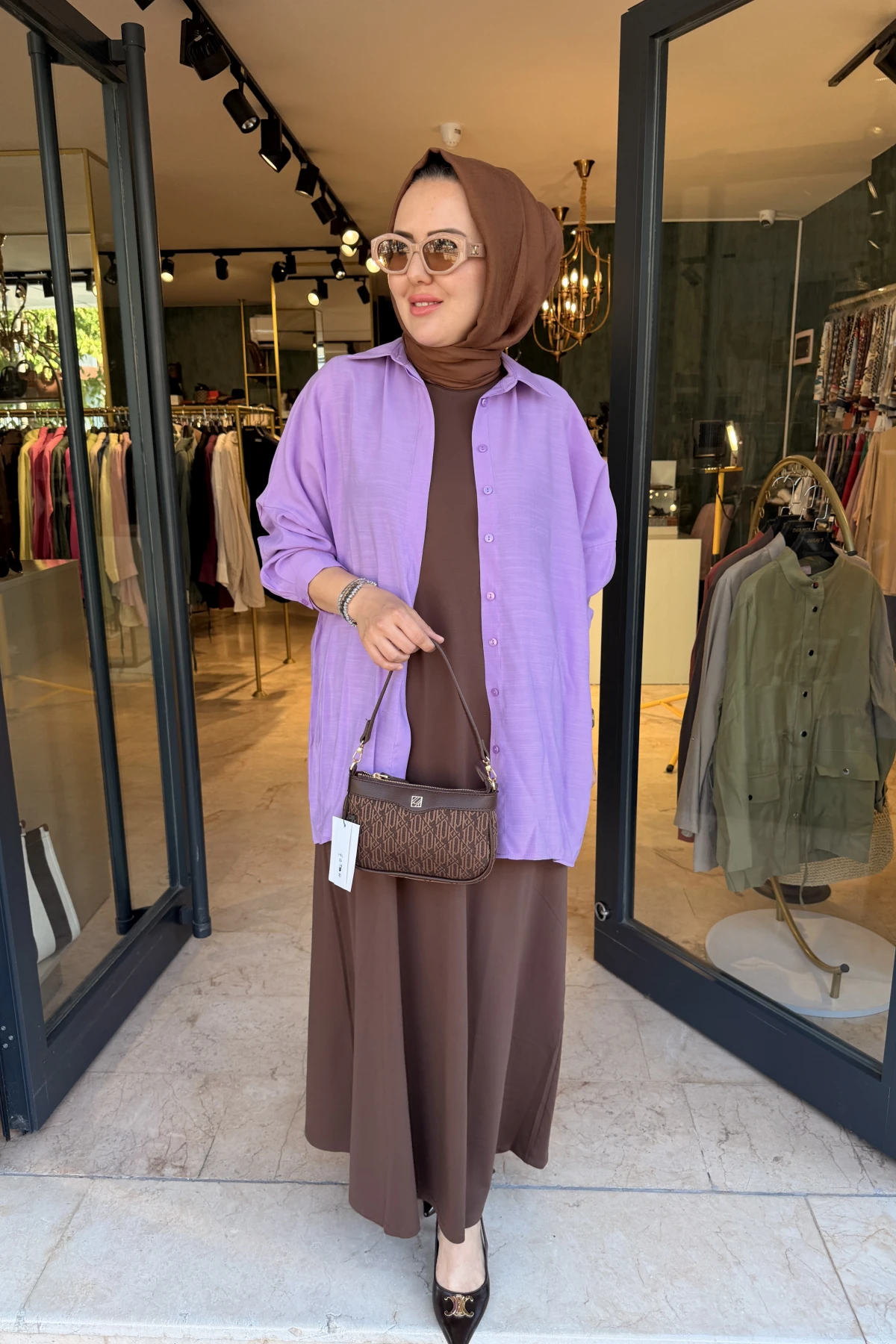 Oversize Gömlek Lila