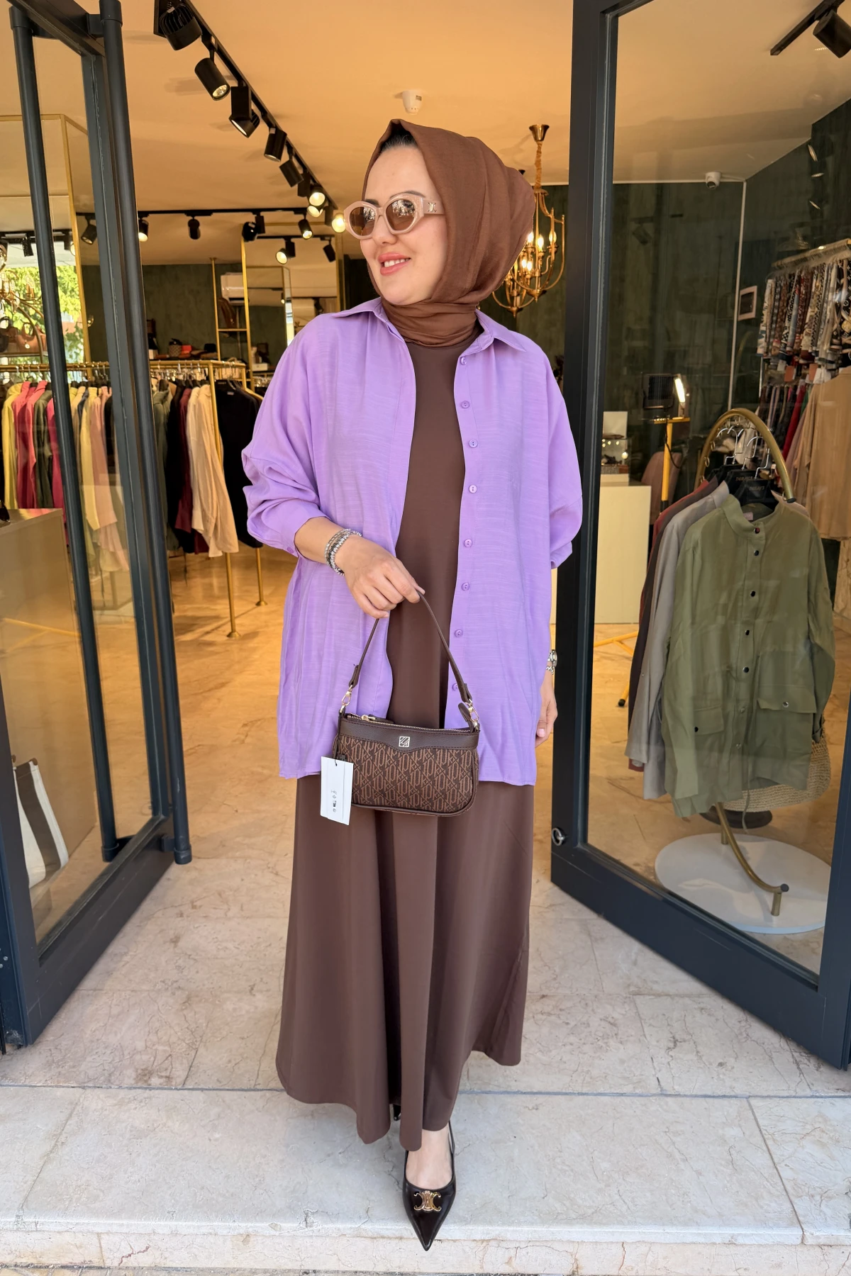 Oversize Gömlek Lila