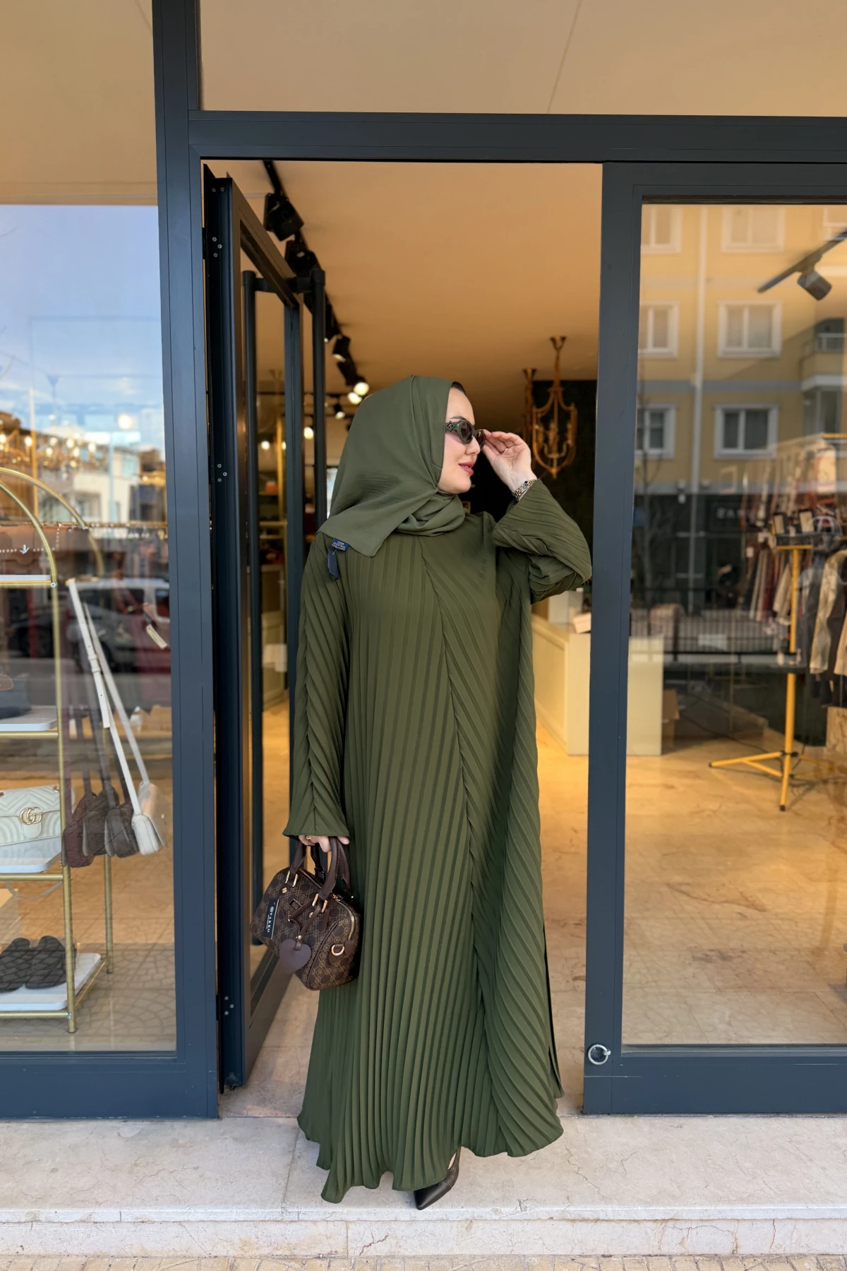 Piliseli Abaya Yeşil