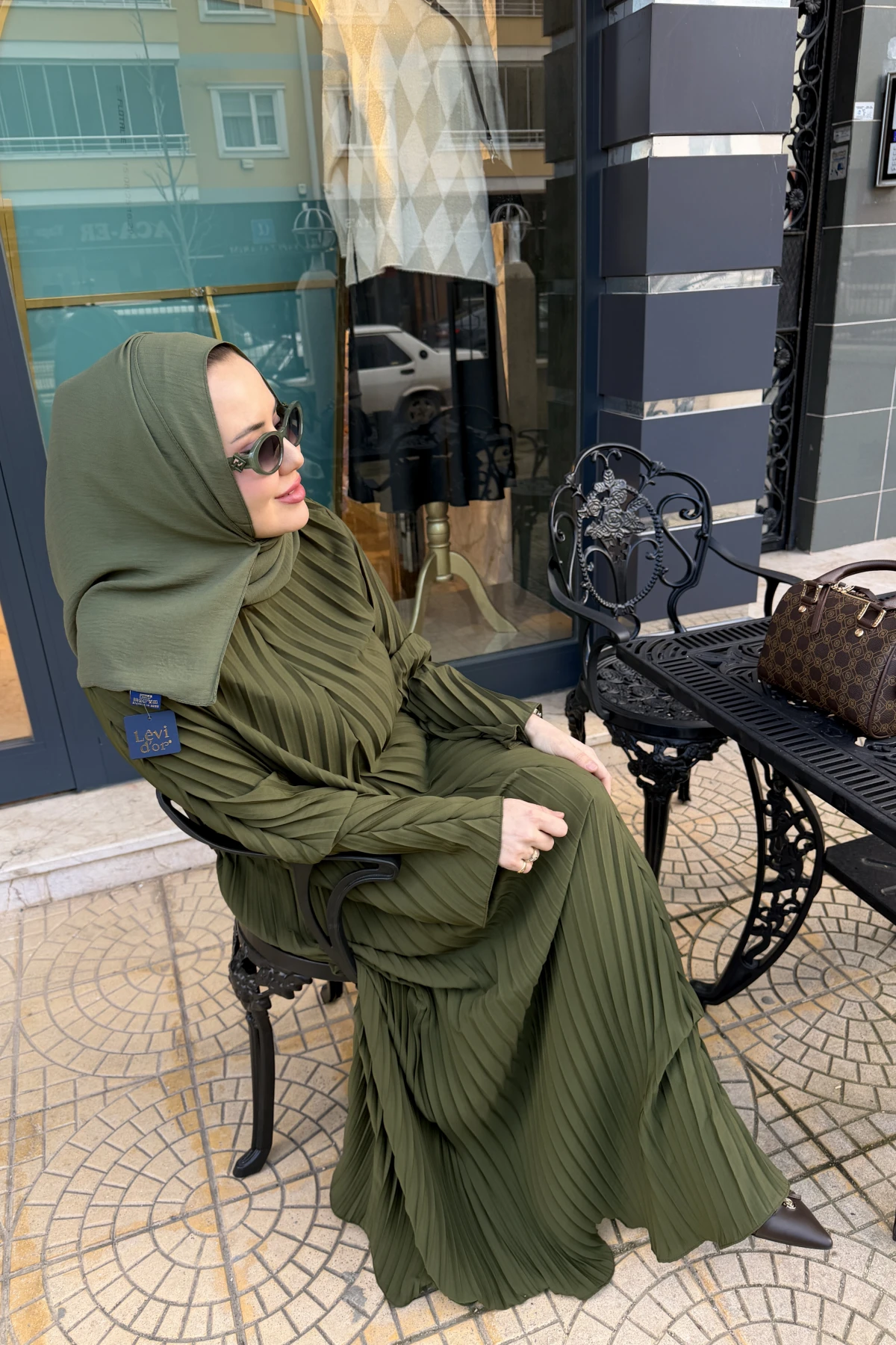 Piliseli Abaya Yeşil
