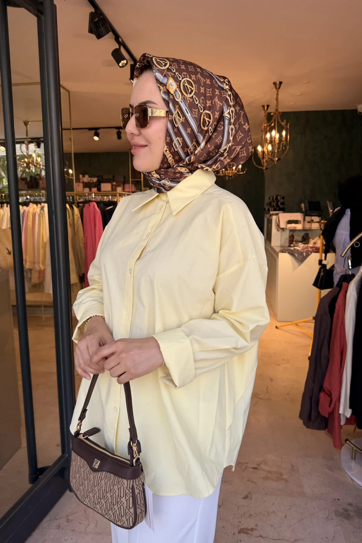Rüzgarlık Detaylı Poplin Gömlek Sarı