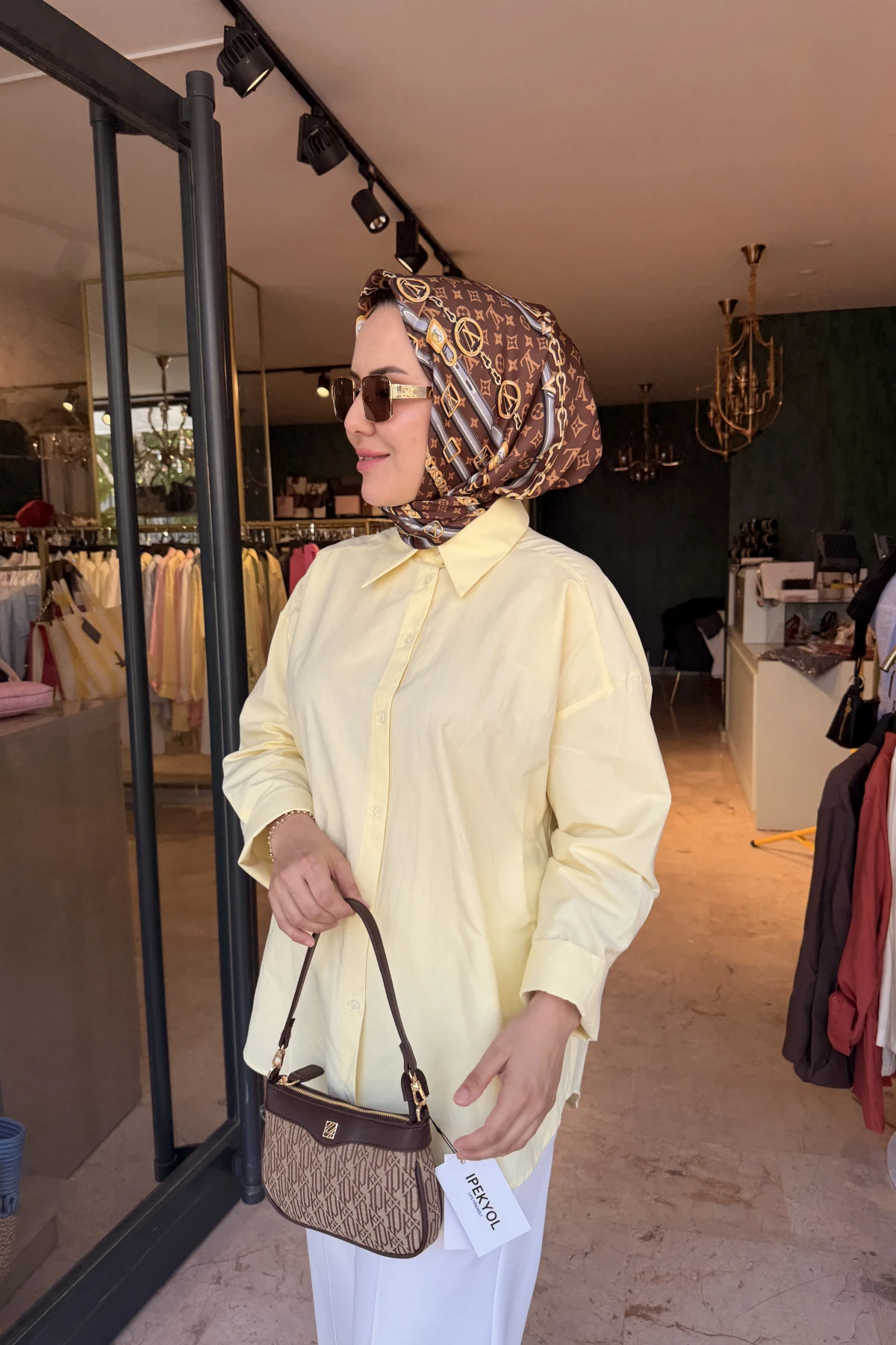 Rüzgarlık Detaylı Poplin Gömlek Sarı