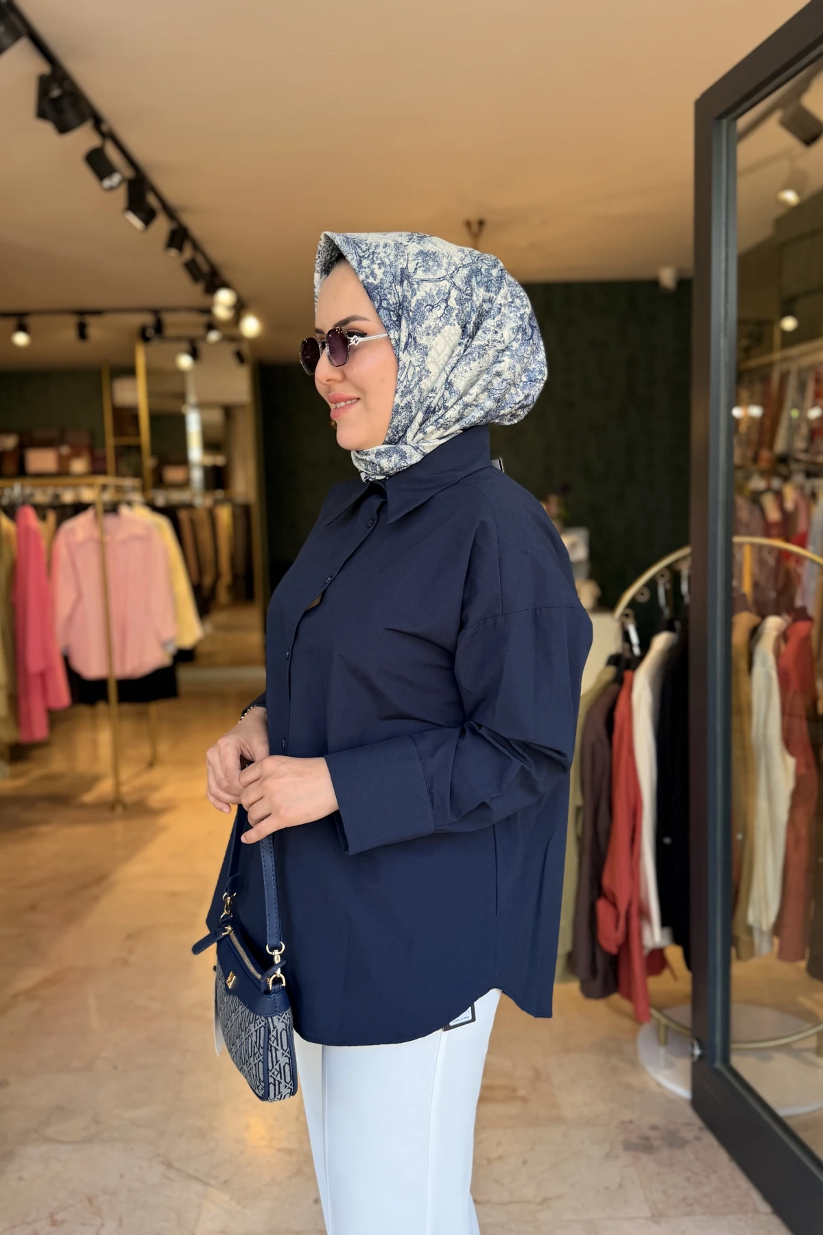Rüzgarlık Detaylı Poplin Gömlek Mavi