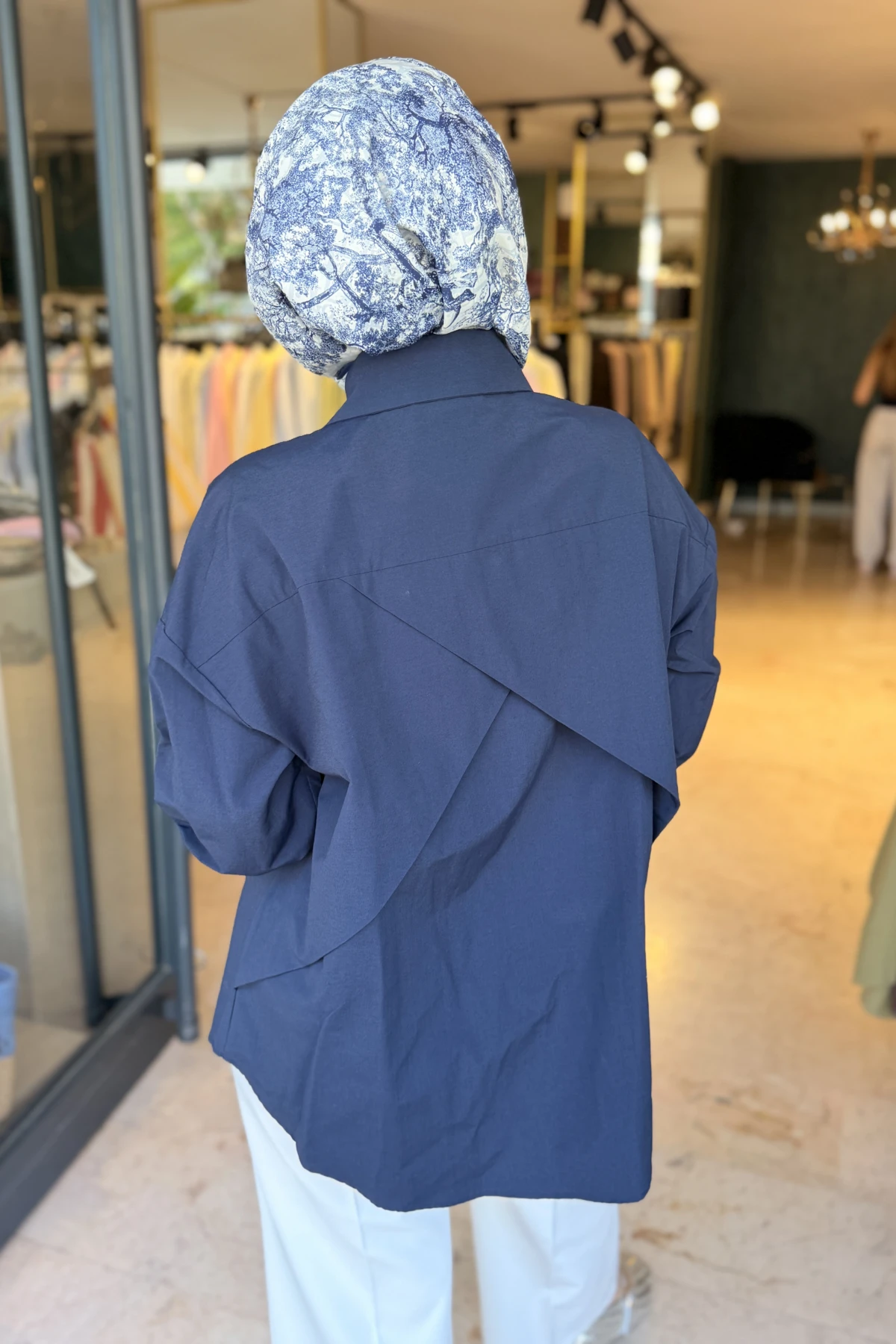 Rüzgarlık Detaylı Poplin Gömlek Mavi