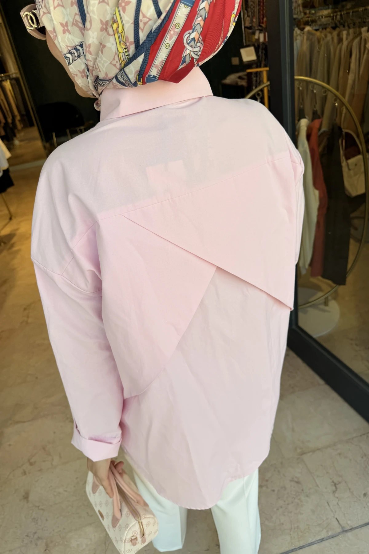 Rüzgarlık Detaylı Poplin Gömlek Pembe