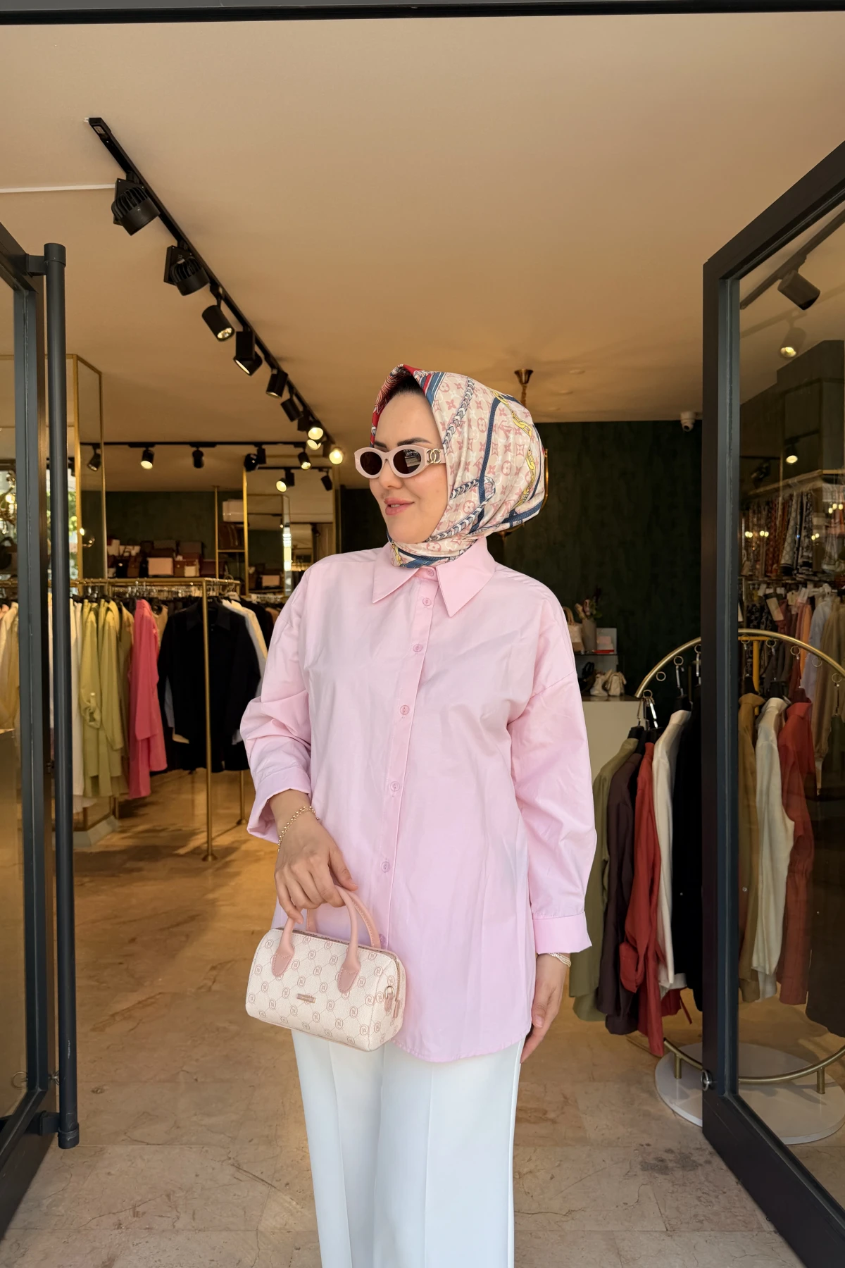 Rüzgarlık Detaylı Poplin Gömlek Pembe