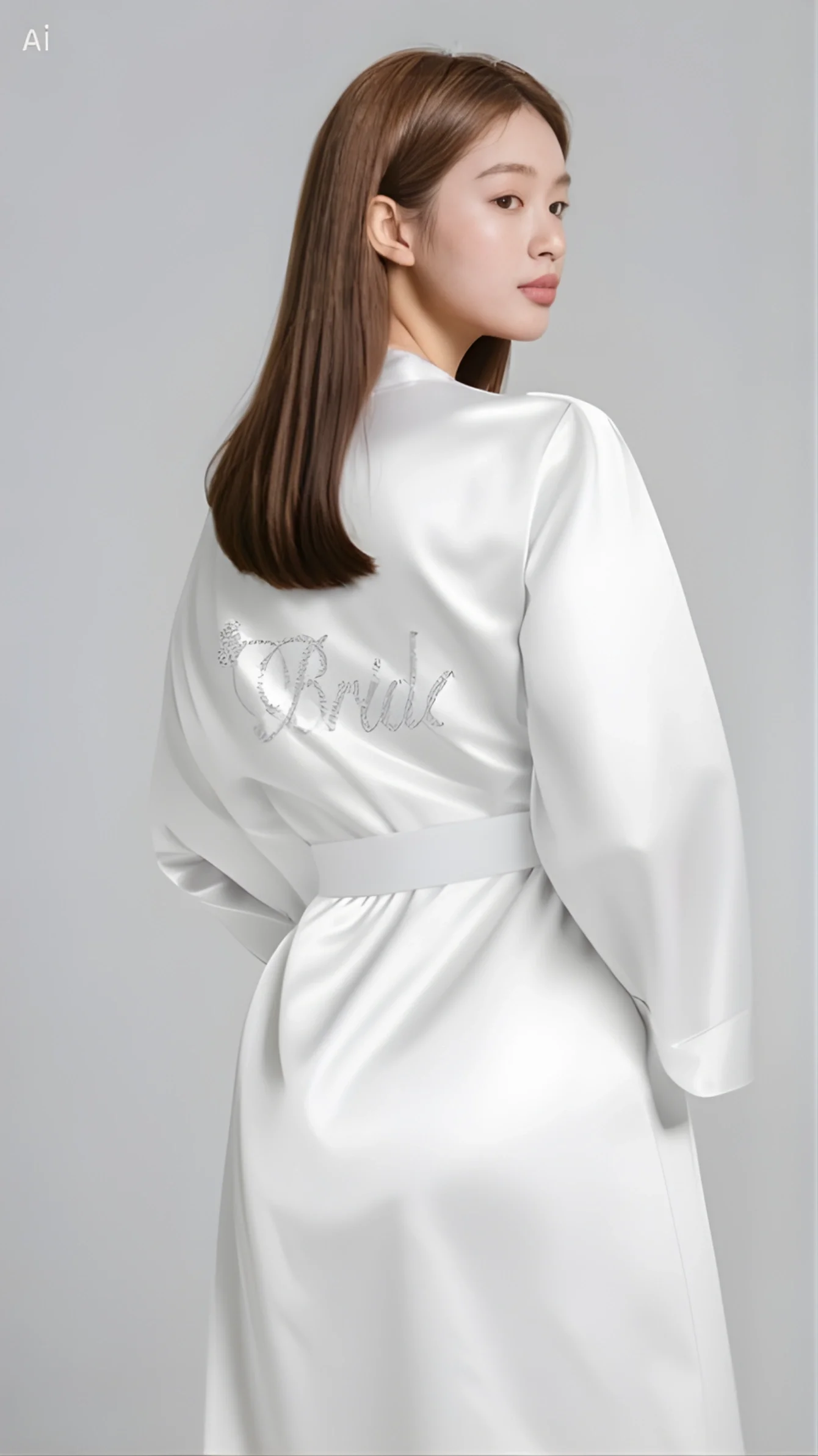 Luna Lora Ekru Saten Bride Sabahlık Zarif Kadın Ev Giyim