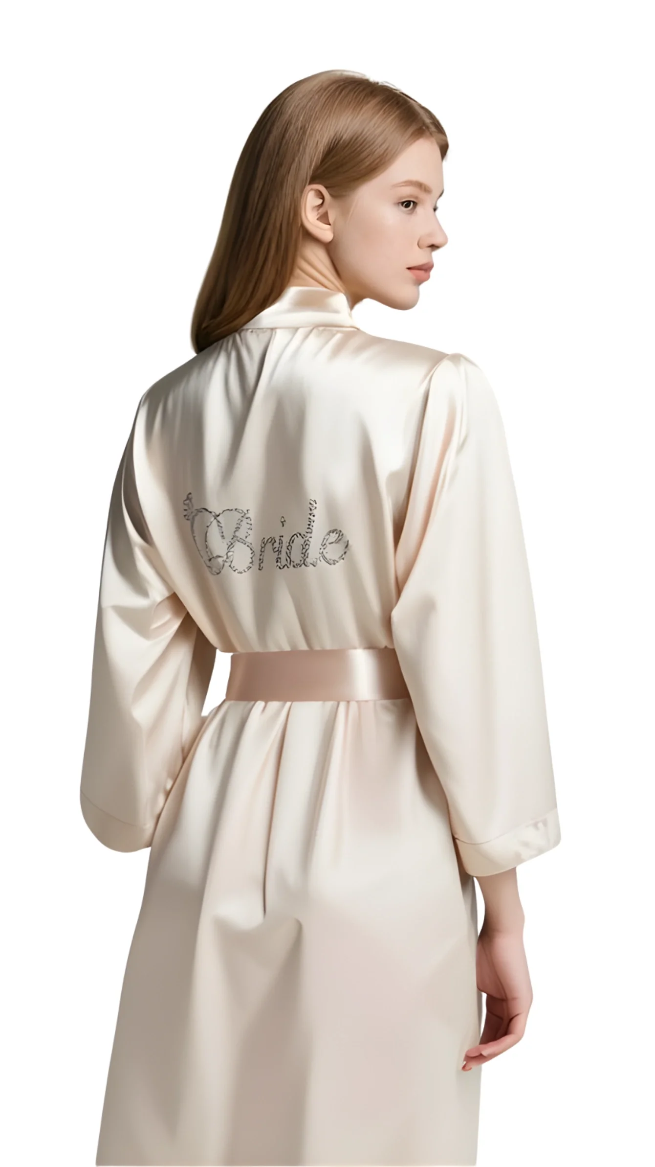 Luna Lora Fildişi Saten Bride Sabahlık Zarif Kadın Ev Giyim