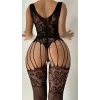 Luna Lora Black String Veil Özel Tasarım Siyah İp Detaylı Fantezi Body Vücut Çorabı