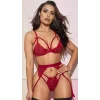 Luna Lora Kırmızı Dantel Jartiyer Takımı Kurdelalı Seksi Fantezi İç Giyim