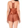 Luna Lora Tarçın Saten Babydoll Şort Takımı Zarif Kadın Gece Giyim