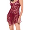 Luna Lora Bordo Tül Mini Gecelik Zarif Kadın Gece Elbisesi