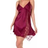 Luna Lora Bordo Saten Mini Gecelik Zarif Kadın Gece Elbisesi