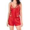 Luna Lora Kırmızı Saten Babydoll Şort Takımı Zarif Kadın Gece Giyim