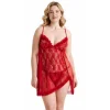 Luna Lora Büyük Beden Kırmızı Tül Mini Gecelik Zarif Kadın Gece Elbisesi