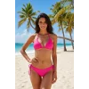 Fuşya Üçgen Kesim Bağlamalı Bikini Takımı Ayarlanabilir İpli Alt Üst Esnek Rahat Kadın Mayo Seti