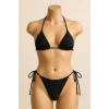Kadın Siyah Bikini Mayo Takımı Yandan ve Boyundan Bağlamalı Şık Plaj ve Havuz Seti