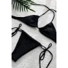 Kadın Siyah Üçgen Bikini Takımı Yandan Bağlamalı Şık Tasarım Esnek Kumaş Mayo Seti