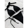 Kadın Siyah Üçgen Bikini Takımı Yandan Bağlamalı Şık Tasarım Esnek Kumaş Mayo Seti