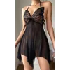 Luna Lora Siyah Butterfly Lace Kelebek İşlemeli Tül Fantezi Gecelik