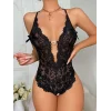 Kadın Siyah Dantel Body Metal Kalp Aksesuarlı Fantezi İç Giyim Özel Tasarım
