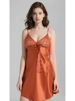 Luna Lora Tarçın Saten Gecelik Zarif Kadın Gece Elbisesi