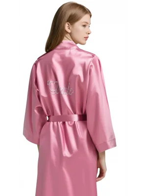 Luna Lora Gül Kurusu Saten Bride Sabahlık Zarif Kadın Ev Giyim