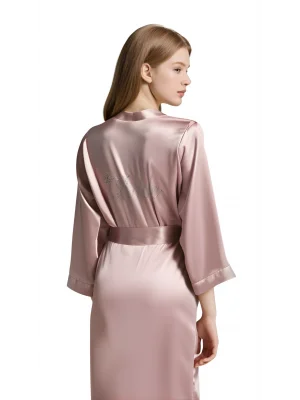 Luna Lora Vizon Saten Bride Sabahlık Zarif Kadın Ev Giyim