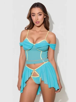 Kadın Turkuaz Kleopatra Kostümü Fantezi Şık Gece Giyim Seksi Konsept Kostüm