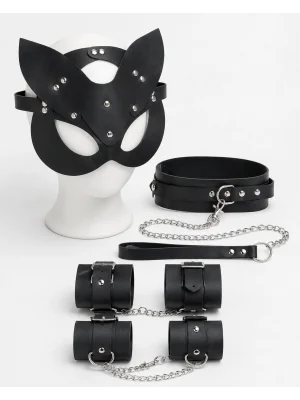 Siyah Maske Tasma Kelepçe Harness 4lü Set Premium Konsept Aksesuar