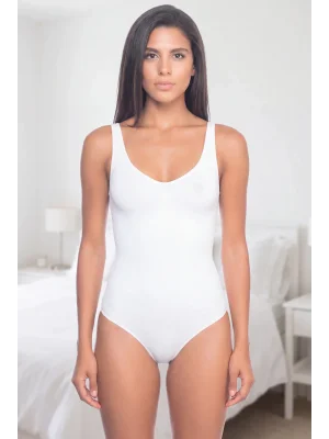 Premium Beyaz Rengi Kadın Korse Body Kalın Askılı