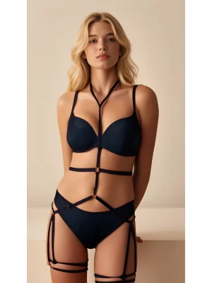 Luna Lora Midnight Strap Bel ve Bacak Detaylı Fantezi Harness Kostüm