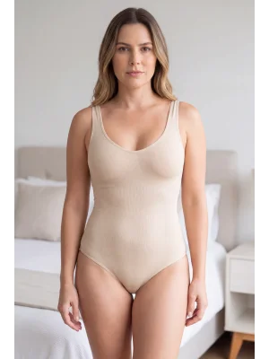 Premium Ten Rengi Kadın Korse Body Kalın Askılı