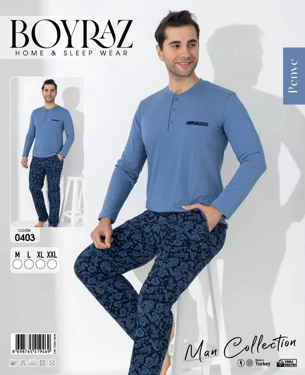 Boyraz 0403 Erkek Uzun Kol Pijama Takımı