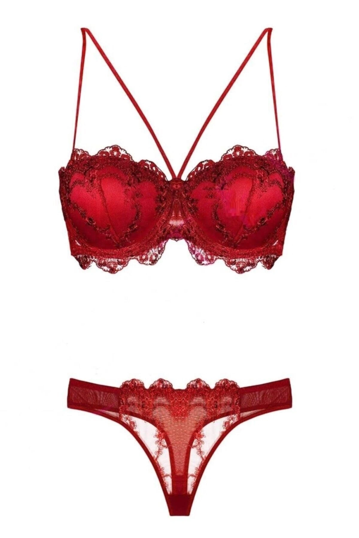 Destekli Dantelli Sütyen Takım