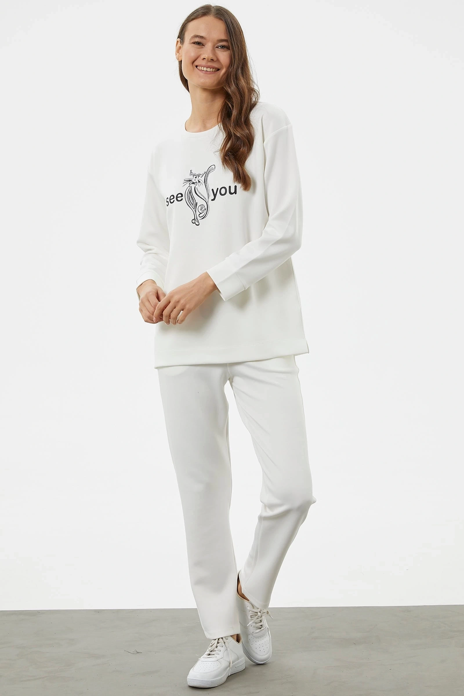 Baskılı Sıfır Yaka Oversize Eşoan Takım