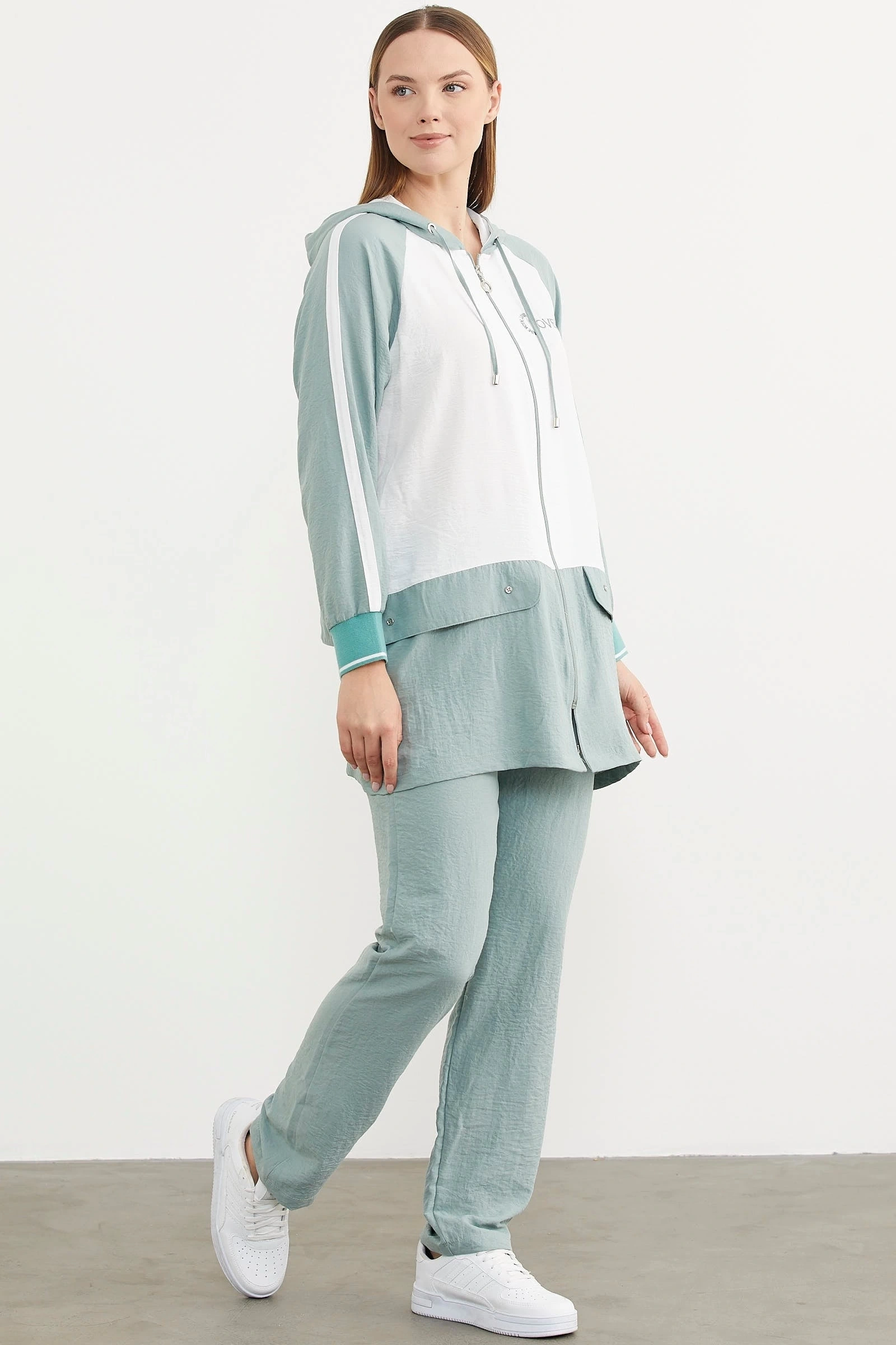 Fermuarlı Tunik Krep Takım