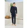 Kocabey 9220 Erkek Midi Yaka Uzun Kol Pijama Takım