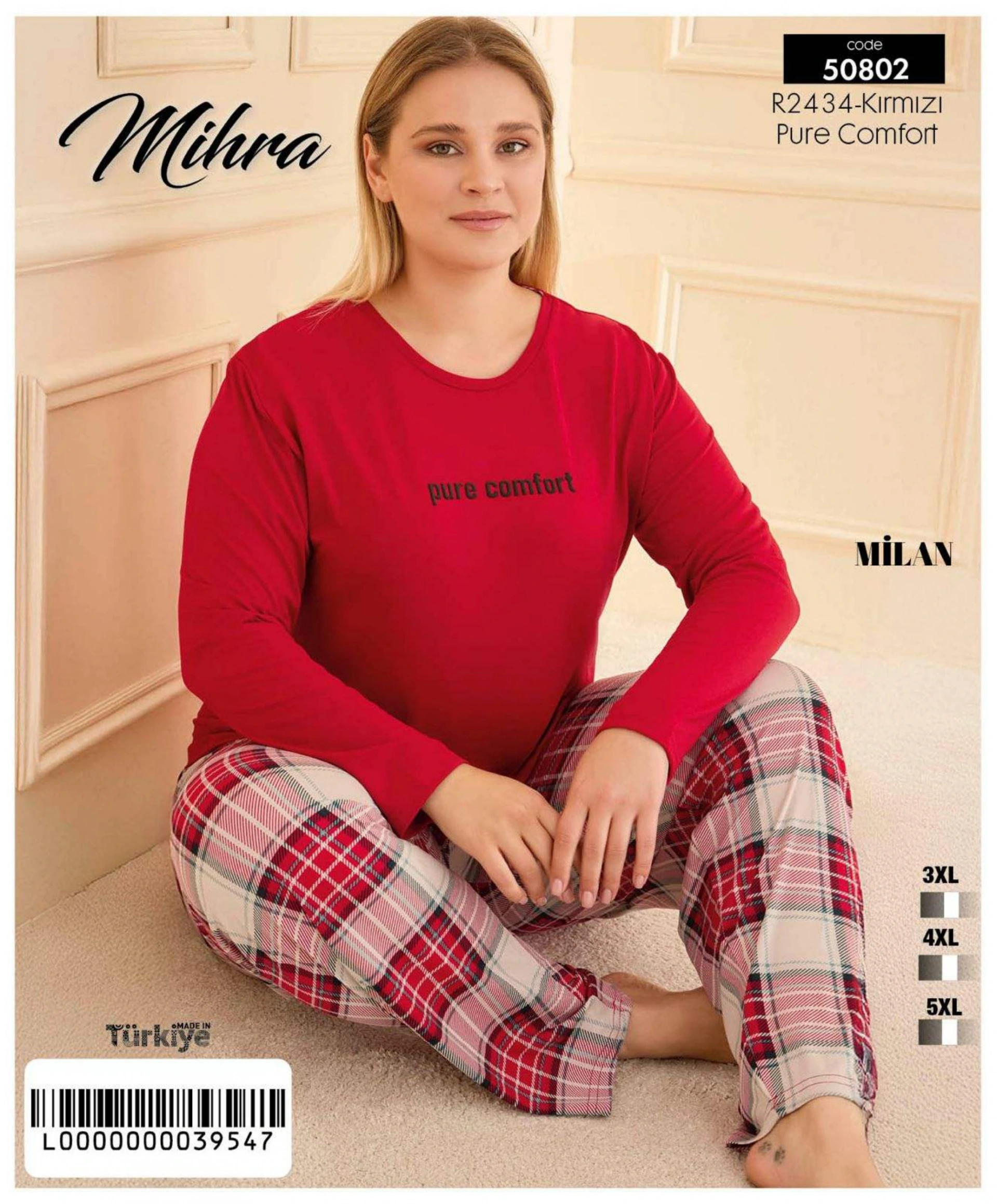 Mihra 50802 Kadın Battal Milan O Yaka Pijama Takımı