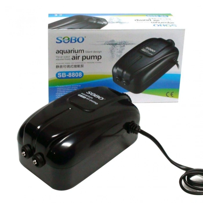 Sobo Ultra Sessiz Ayarlanabilir Çift Çıkışlı Akvaryum Sessiz Hava Motoru SB-8808