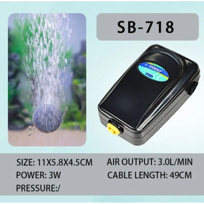 Sobo Ultra Sessiz Ayarlanabilir Tek Çıkışlı Akvaryum Hava Motoru SB-718