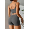 Kadın Antrasit Gri Şortlu Kaşkorse Gecelik Takım