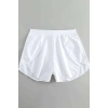 Kadın Beyaz Yırtmaçlı Etek Görünümlü Şık Deniz Şortu