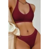 Kadın Bordo Seamless Tanga Sütyen Takım